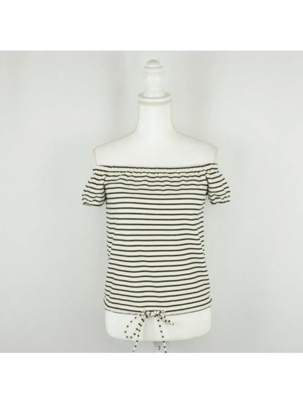Madewell Melody Women's XXS Cream Black Striped Off The Shoulder Blouse